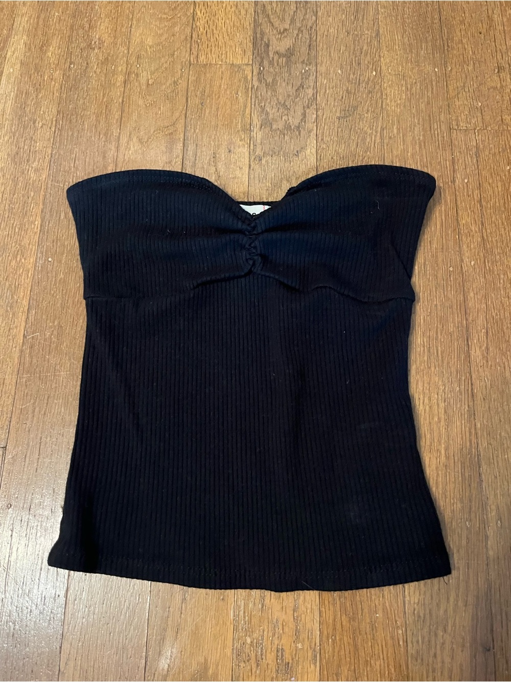 Urban Outfitters Black Ribbed Strapless Crop Top